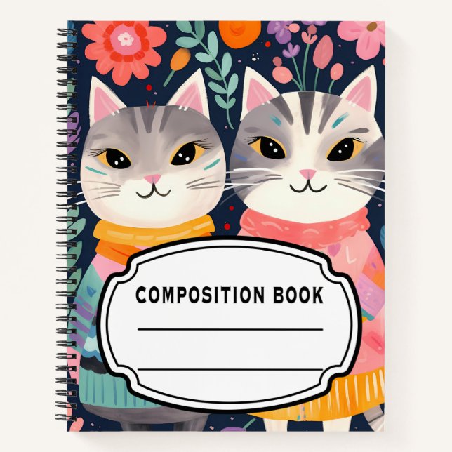 Boho Cats Composition  Notebook (Front)
