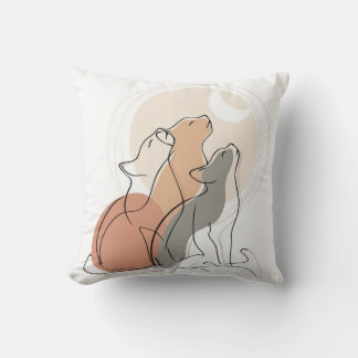 Boho Cats Howling Square Accent Pillow