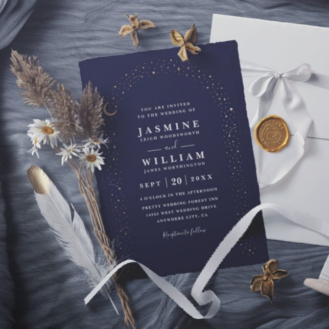 Boho Celestial Arch Moon Night Elegant Wedding Invitation (Creator Uploaded)