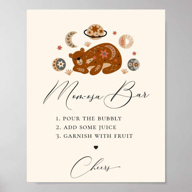 Boho Celestial Bear Mum-osa Bar Poster (Front)