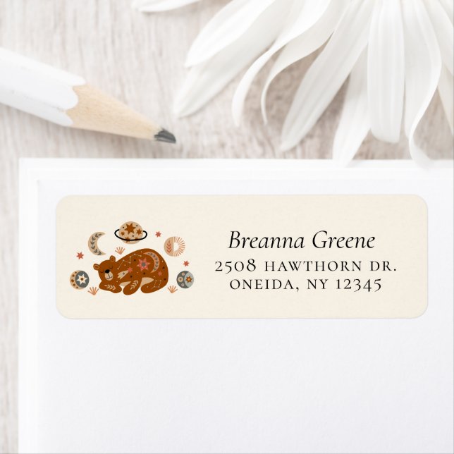 Boho Celestial Bear Return Address Label (Insitu)