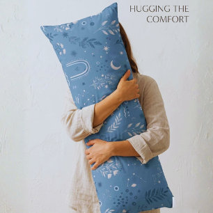 Boho Celestial Botanical Dusty Blue Bedding Body Cushion