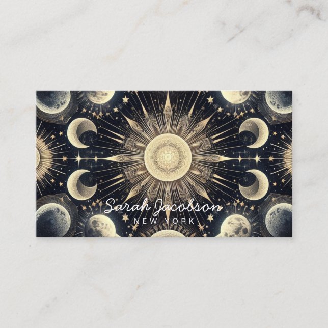 Boho Celestial Business Card – Cosmic Night Sky (Front)