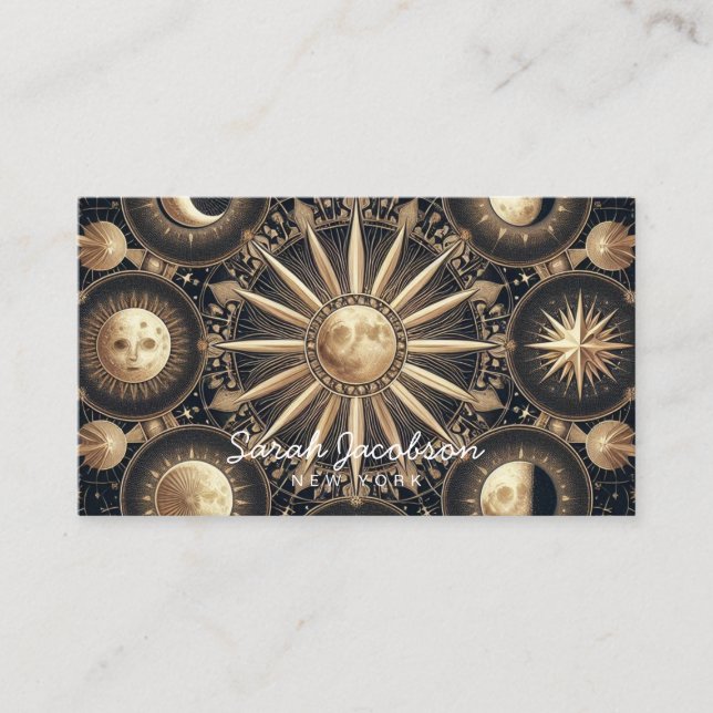 Boho Celestial Business Card – Cosmic Night Sky (Front)