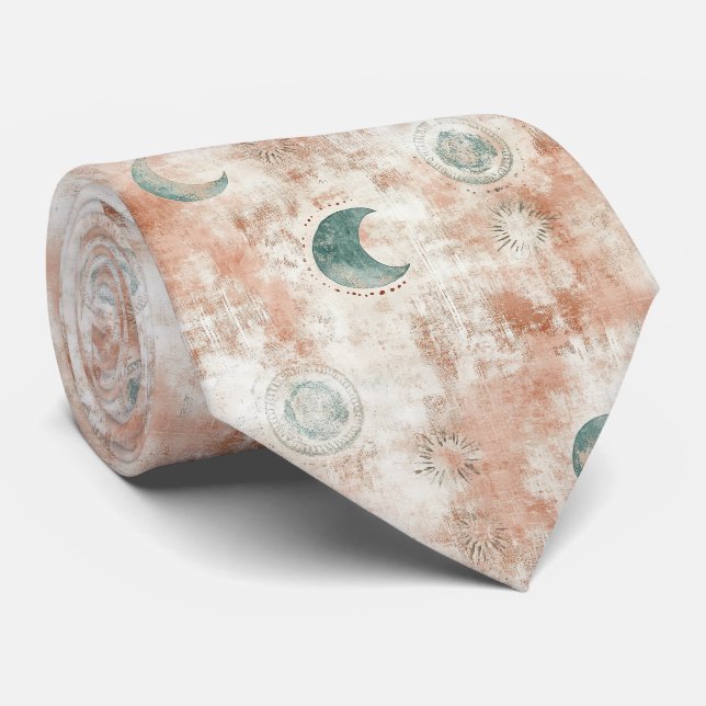 Boho Celestial Floral Moon Pattern (10) Tie (Rolled)