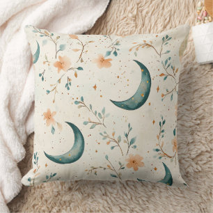 Boho Celestial Floral Moon Pattern (1) Cushion