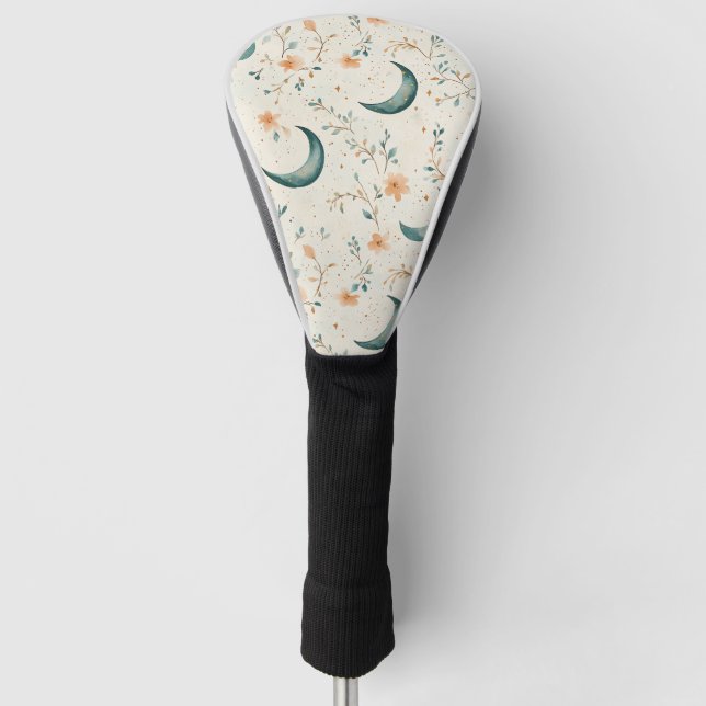 Boho Celestial Floral Moon Pattern (1) Golf Head Cover (Front)
