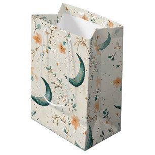 Boho Celestial Floral Moon Pattern (1) Medium Gift Bag