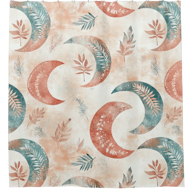 Boho Celestial Floral Moon Pattern (2) Shower Curtain (Front)