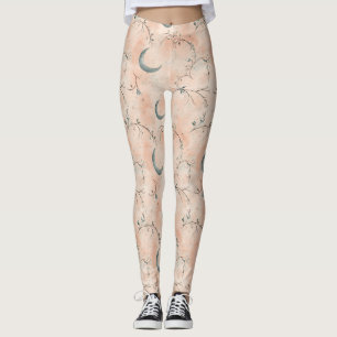 Boho Celestial Floral Moon Pattern (3) Leggings