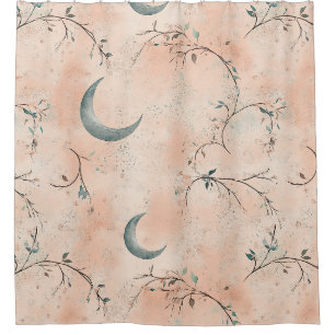 Boho Celestial Floral Moon Pattern (3) Shower Curtain