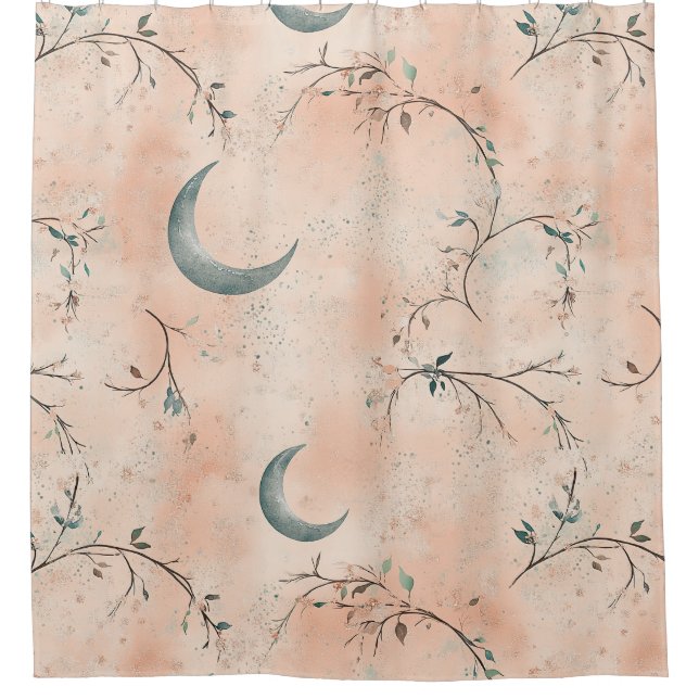 Boho Celestial Floral Moon Pattern (3) Shower Curtain (Front)