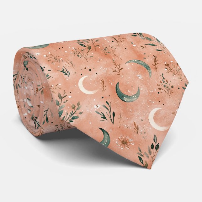 Boho Celestial Floral Moon Pattern (4) Tie (Rolled)