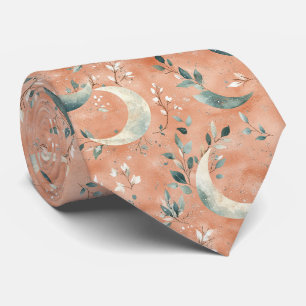 Boho Celestial Floral Moon Pattern (5) Tie