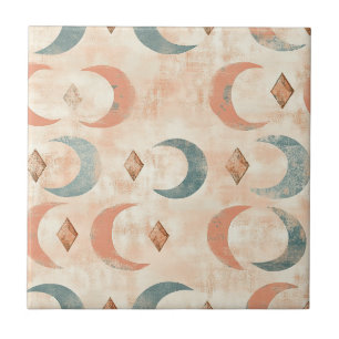 Boho Celestial Floral Moon Pattern (6) Ceramic Tile
