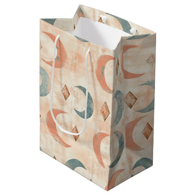 Boho Celestial Floral Moon Pattern (6) Medium Gift Bag (Front Angled)