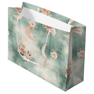 Boho Celestial Floral Moon Pattern (7) Large Gift Bag