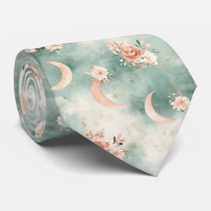 Boho Celestial Floral Moon Pattern (7) Tie