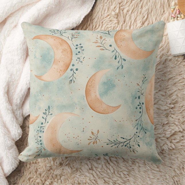 Boho Celestial Floral Moon Pattern (8) Cushion (Blanket)