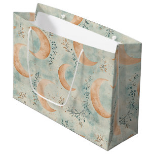 Boho Celestial Floral Moon Pattern (8) Large Gift Bag