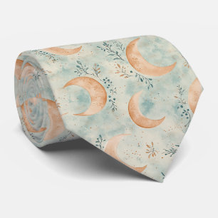 Boho Celestial Floral Moon Pattern (8) Tie