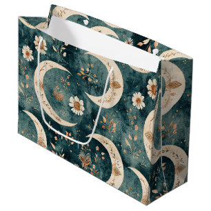 Boho Celestial Floral Moon Pattern (9) Large Gift Bag