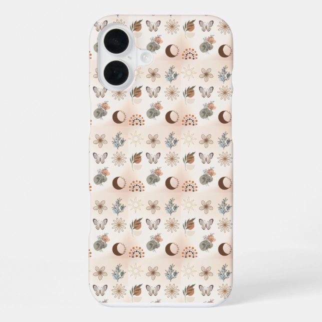 Boho Celestial Floral Pattern iPhone Case (Back)