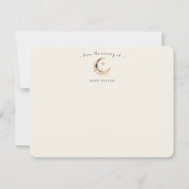 Boho Celestial Gender Neutral Baby Shower Thank You Card (Front)