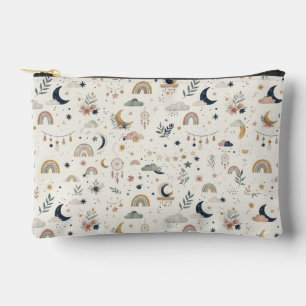 Boho Celestial Makeup Pouch Neutral Moon and Star