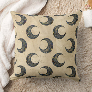 Boho Celestial Moon Gold Pattern Cushion