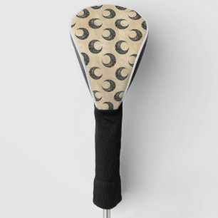 Boho Celestial Moon Gold Pattern Golf Head Cover