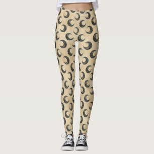 Boho Celestial Moon Gold Pattern Leggings