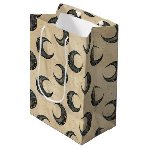 Boho Celestial Moon Gold Pattern Medium Gift Bag