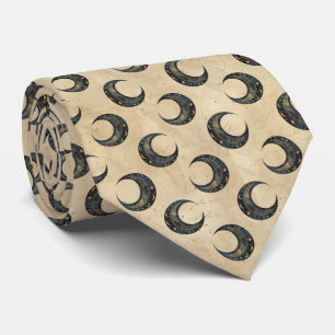 Boho Celestial Moon Gold Pattern Tie