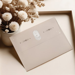 Boho Celestial Moon Star Monogram Holistic Wedding Envelope