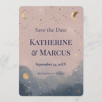Boho Celestial Mountain Wedding Save the Date Invitation