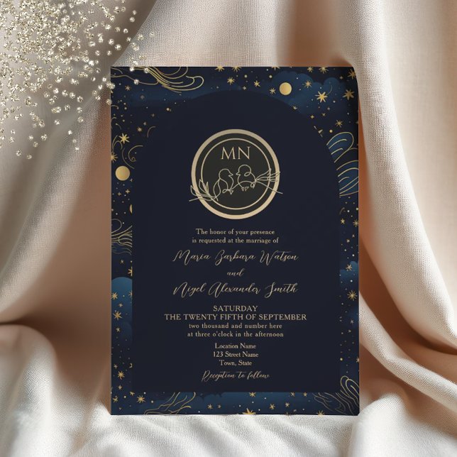 Boho Celestial Night Wedding Invitation (Creator Uploaded)