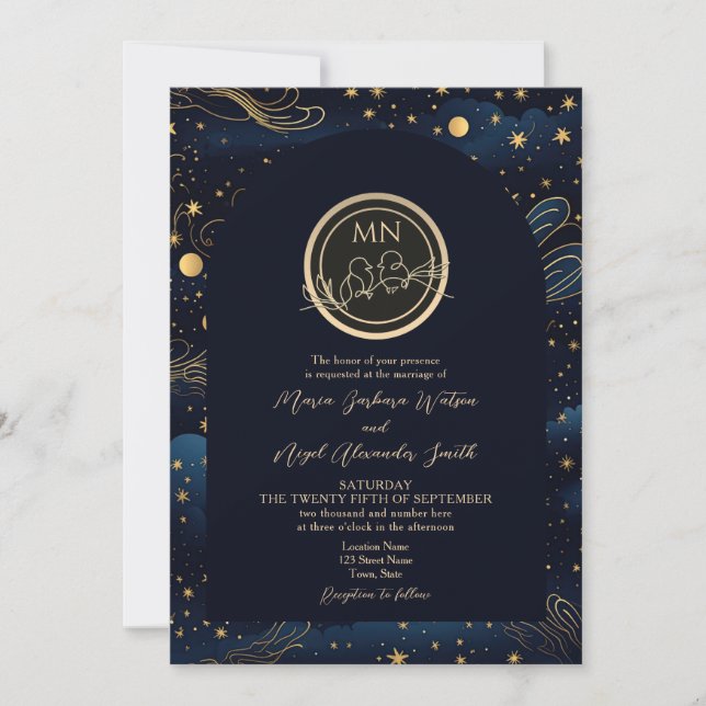 Boho Celestial Night Wedding Invitation (Front)