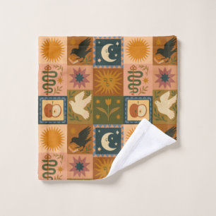 Boho Celestial   Retro Sun & Moon Bath Towel Set
