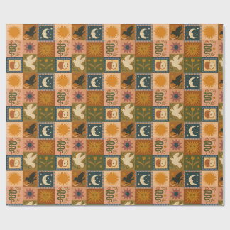 Boho Celestial | Retro Sun & Moon Wrapping Paper