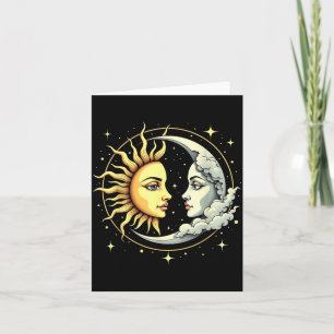 Boho Celestial Solar Sun Luna Astrology Moon Card