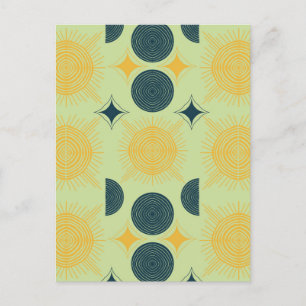 Boho Celestial Sun Moon Mint  Postcard