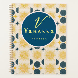 Boho Celestial Sun Moon Monogram Script Planner