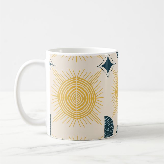 Boho Celestial Sun Moon Pattern  Coffee Mug (Left)