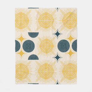 Boho Celestial Sun Moon Pattern  Fleece Blanket