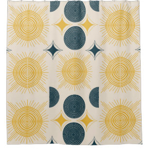 Boho Celestial Sun Moon Pattern Shower Curtain