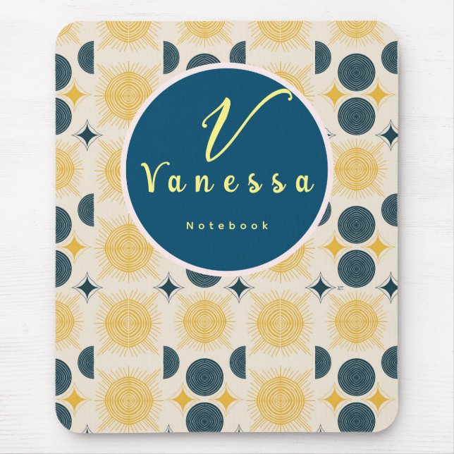 Boho Celestial Sun Moon Script  Mouse Pad (Front)