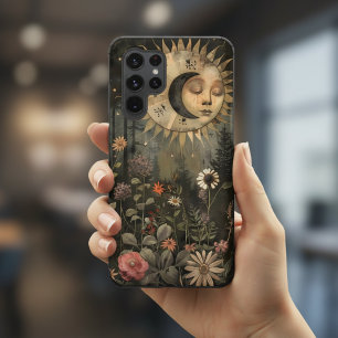 Boho Celestial Sun Moon Wildflower Garden Samsung Galaxy Case