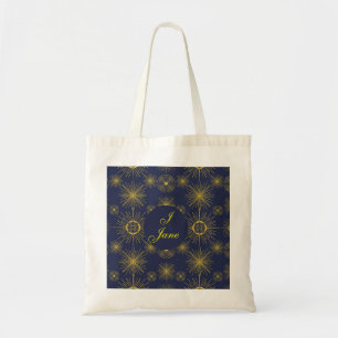 Boho Celestial Sun Stars Blue Tote Bag