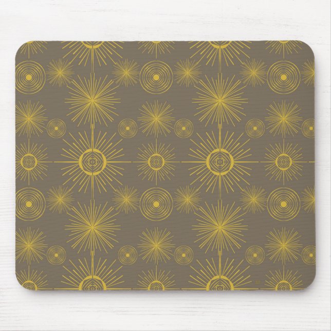 Boho Celestial Sun Stars Grey Pattern  Mouse Pad (Front)